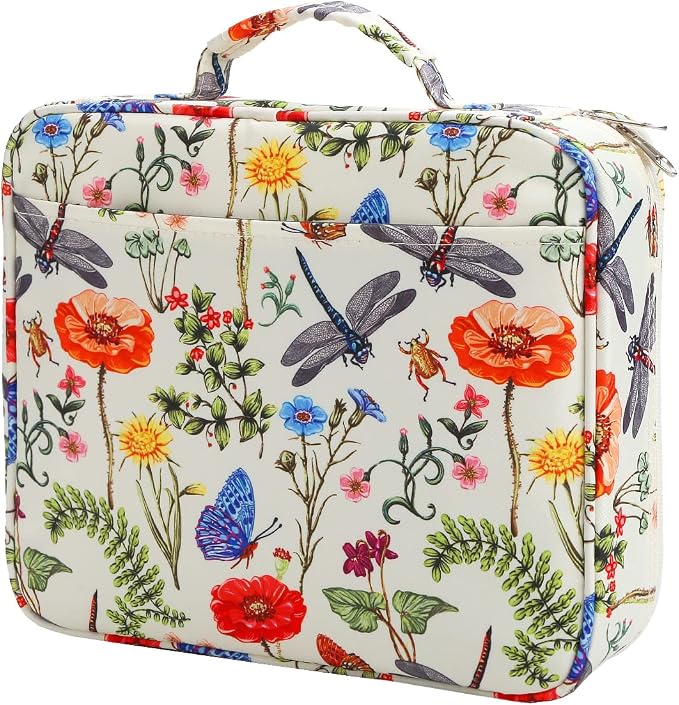 Multi-Functional Zipper Pencil ipad case w/Handle and Zippered Pocket | Carrying Protective Bag with Bookmark and Book Fixing Straps for Travel Office