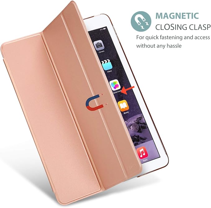 ProCase Slim Stand Case for iPad Air 2nd Gen 2014 Black | Fits Models A1566 / A1567 Ultra Slim Lightweight Protective Shell Translucent Frosted Back