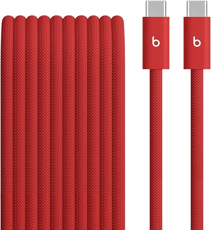 Beats 240W USB-C to USB-C Braided Cable Fast Charging Durable/Tangle Free Compatible with Apple and Android Devices (3 m/10 ft) – Bolt Black