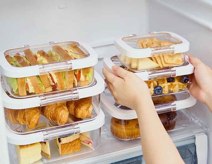 Felli Duo Loc Meal Prep Container for Refrigerator, Leak Proof Stackable Kitchen Tupperware for Leftovers Food Storage Travel Lunch Container, Christmas Gift for Her (Fridge Organizer 12pk)