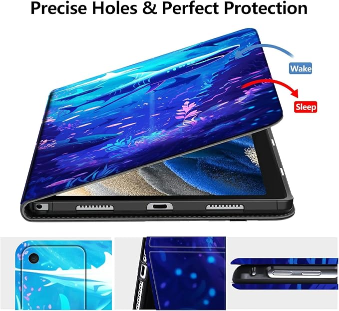 Case for Fire 7 Tablet &amp Fire 7 Kids (12th Gen 2022 Release) - Slim PU Leather Protective Smart Cover with Auto Sleep/Wake &amp Multi-Angle StandBlue Dandelion