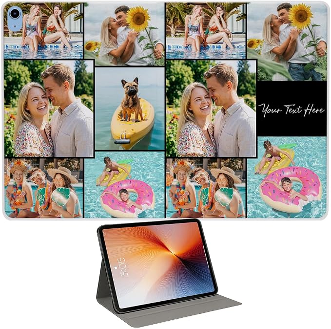 Custom Case for iPad Air 3rd Generation 2019 / iPad Pro 2017 10.5 inch Personalized Customized Picture Logo Text Name PU Leather Tablet Cover Premium Folio Flip Stand Case Auto Wake/Sleep