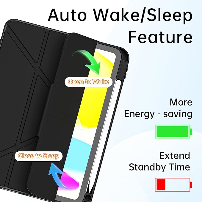 for ipad A16 Caseipad 11th/10th Generation Case 11Inch 2025/10.9 Inch 2022 | with Pencil HolderRemovable Magnetic &amp Trifold Leather Stand CoverMulti-Angle VewingAuto Sleep/Wake (Black)