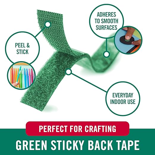 Velcro Brand Colors | Green Sticky Back Tape | 10ft Roll with Adhesive, Cut Strips to Length | Mount Classroom Décor, Create Seasonal Craft Projects | Organize Home or Office