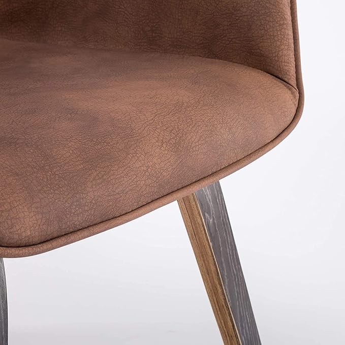 Brown PU Leather Living Room Chairs with arms Upholstered Accent Chairs Set of 6 (Brown, 6)