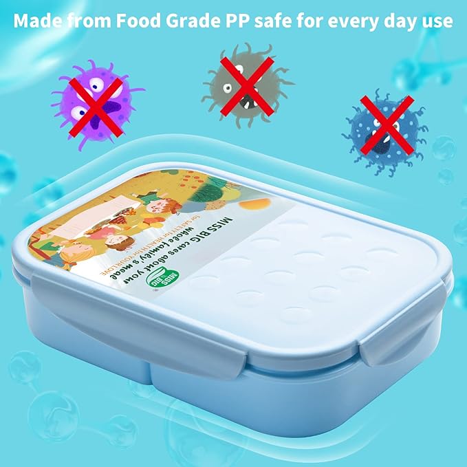 MISS BIG® Bento Box,Bento Box for Kids,Lunch Box Kids,Leakproof Kid Lunch Box,Lunch Containers No BPAs and Chemical Dyes,M/W,D/W & Fridge Safe(1150ml Blue)