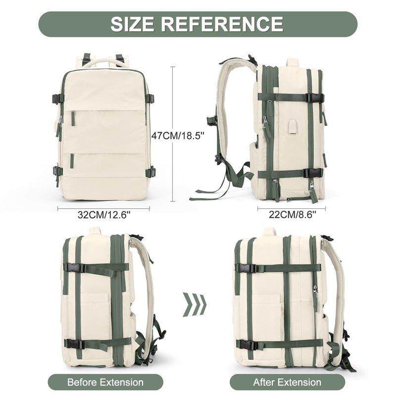 coofay Expandable Travel Backpack For Women Men Airline Approved Personal Item Backpack For Airlines Carry On Backpack Flight Approved Waterproof Backpack For Traveling On Airplane Travel Bag