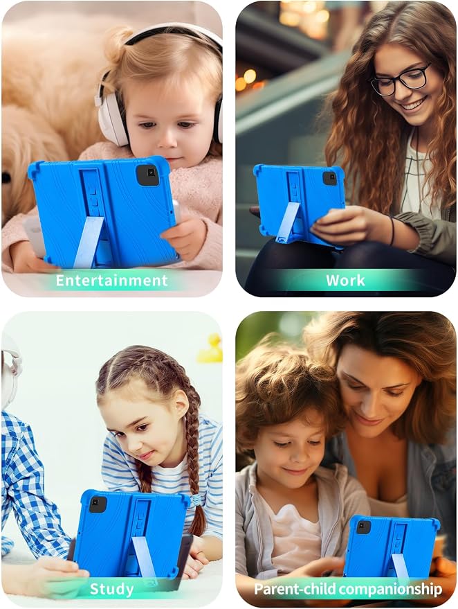 Case for YLEEBG TAB10 10 inch Android 14 TabletsWUNIAK Hollow Back DesignHeat Dissipation Shockproof Lightweight Adjustable Kickstand Silicone Shell&ampKids Friendly Soft CaseBlack