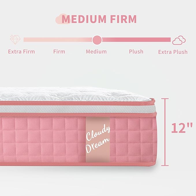 12 Inch Memory Foam Mattress,Twin XL Size Plush Hybrid Mattress,7-Zone Memory Foam & Pocket Spring,Edge Support & Motion Isolating,Pressure Relief, Certified Foams Fabric,Bed in a Box,Echelon Dream