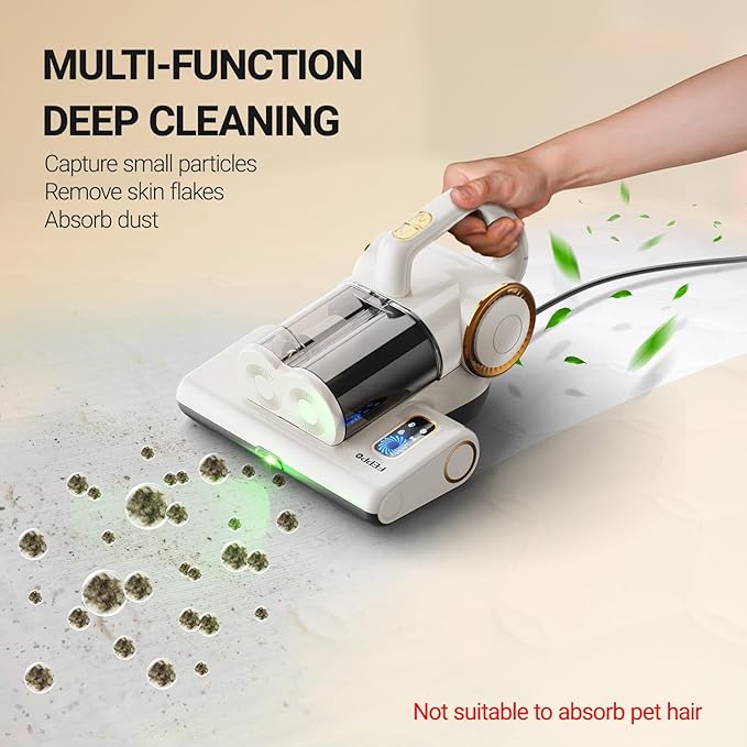 FEPPO Mattress Vacuum Cleaner, 16Kpa Bed Vacuum Cleaner with 253.7nm UV-C Light, 140°F Heat, HEPA Filter & Ultrasonic, Versatile Handheld Vacuums for Bed, Sofa, Couch, Crib(Corded, 500W)
