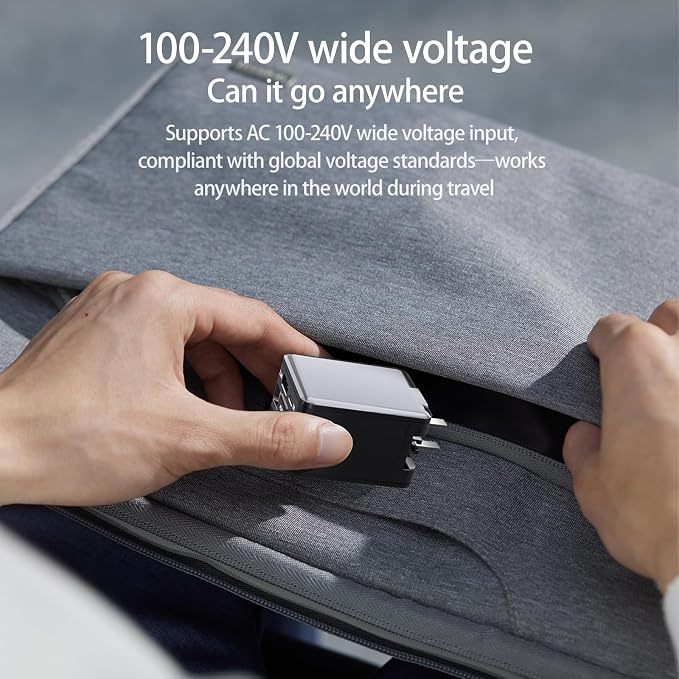 4-in-1 Retractable wall Charger with PD Fast Charging Featuring Dual USB Ports Lightning and Type-C Data Cables a Foldable Four-Port Plug and a GaN Adapter.