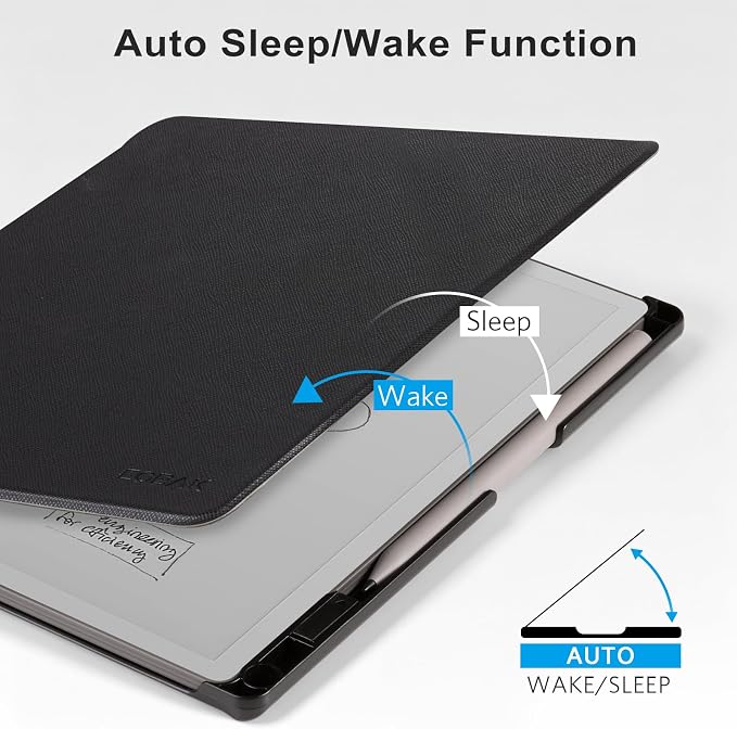 CoBak Stand Case for Remarkable 2 Paper Tablet 2020 10.3 with Hand Strap | Lightweight and Hard Back Shell Protective Book Folio Cover with 2 Kickstand Stand Angles and Pen Holder Features Black