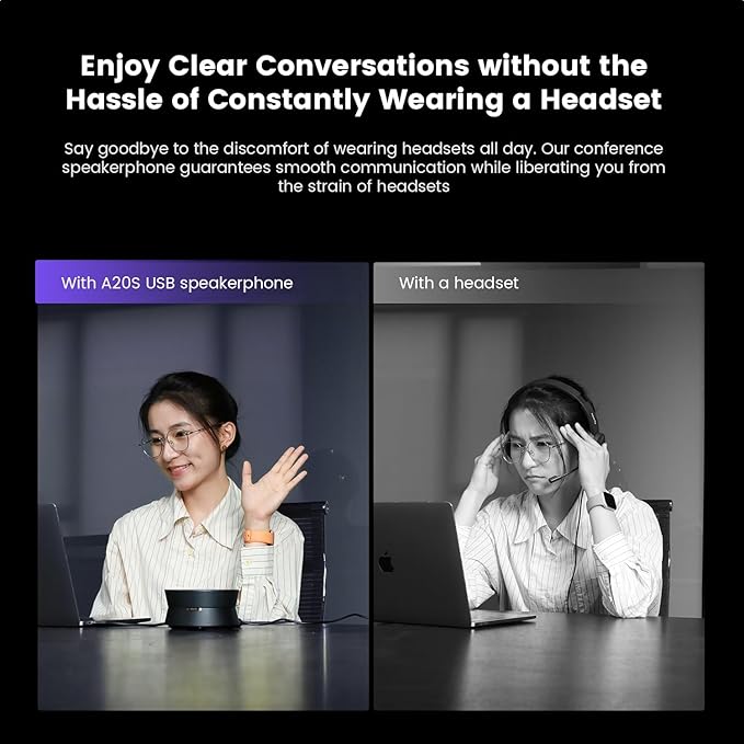 NEARITY A20S Conference Speaker and Microphone, USB Speakerphone w/8 Mics, 16ft Voice Pickup, AI 2.0 Noise Cancelling, USB Speakermic with Daisy Chain, Works with Microsoft/Teams/Google Meet
