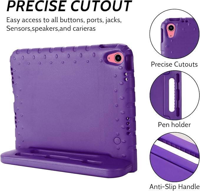 Dteck Kids Case for iPad 10.2 - Shockproof Rugged EVA Handle Stand Child Proof Case for iPad 9/8/7 Generation Black