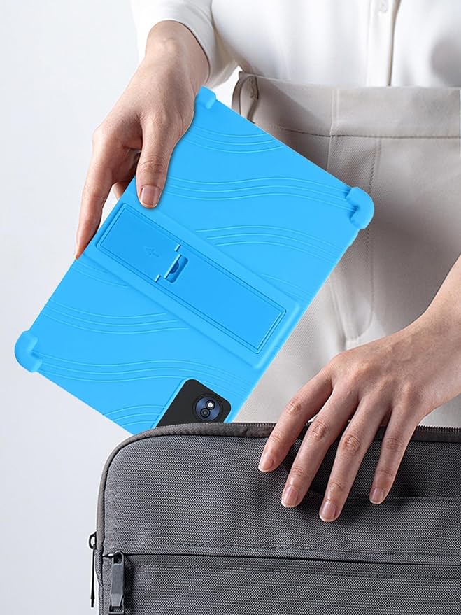 for UJJ U3 (10 Inch) Android 15 Tablet Protective case ZBAGUG Shockproof Lightweight Silicone Protective Cover with Stand Child-Friendly Protection Easy to Clean Design Sky Blue.