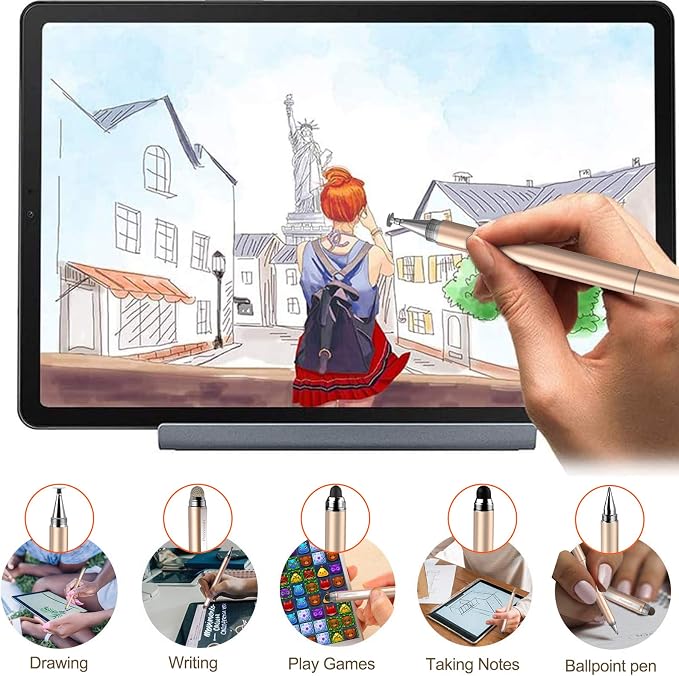 Penyeah Stylus 4-in-1 Stylus Pen for Touch Screen High Precision and Sensitivity DiscMesh2 Sized Rubber Tips Universal for iPhone/iPad/Android/Samsung/HP Tablets All Capacitive Touch Screens-Blue