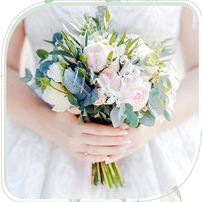 Giegxin 270 Pcs 3 Kinds Mixed Eucalyptus Leaves Stems Bulk Artificial Silver Dollar Leaves Picks Dried Eucalyptus Bundle Faux Spray for Wedding Vase Bouquet Floral Arrangement (Green)