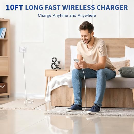 Magnetic Wireless Charger for iPhone 17 with LED Light10FT Long Mag-Safe Charger Magnetic Charging Pad with USB C PD Adapter Fast Charging for iPhone 17/17 Air/17 Pro Max/Pro/16/15/14/13/12AirPods