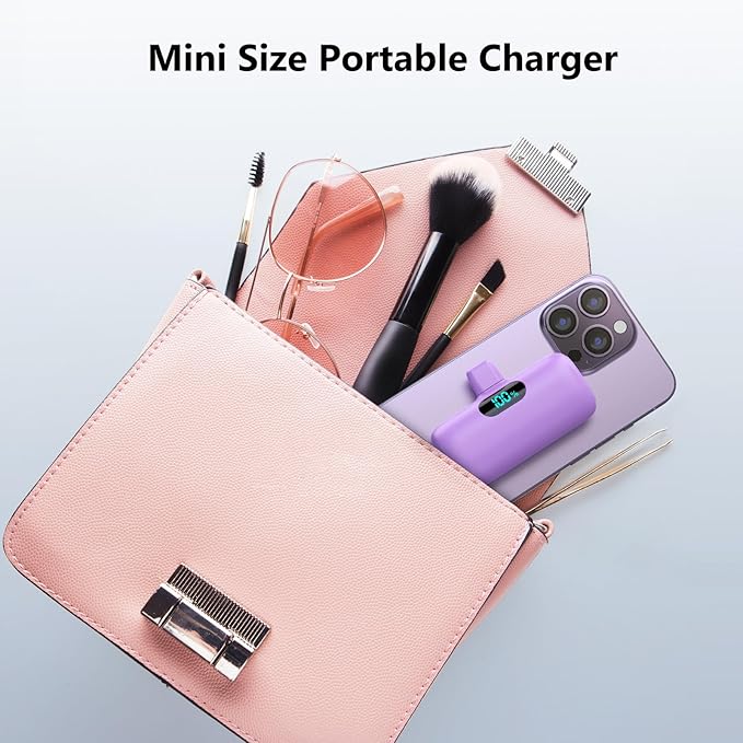 [2 Pack]Small Portable Charger for iPhone 17/16/15 Series5000mAh 3A PD USB C Power Bank Mini Travel Essentials Battery Pack for iPhone 17/17 Pro/16/16 Plus/16 Pro/15 Pro MaxSamsungAndroid/LG etc