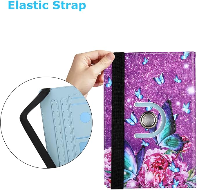 Universal 7 Inch Tablet Case Techcircle Ultra Slim Lightweight PU Leather Stand Folio Flip Wallet Protective Shell Case [Card Slots] [Magnetic Closure] for All 7 Android Tablet PC Cherry Blossom