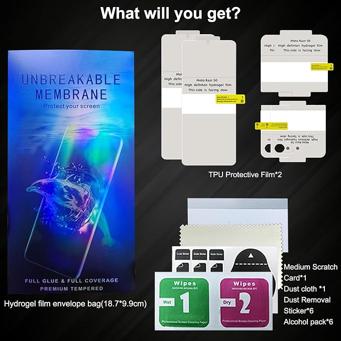 [2+2 Pack Screen Protector for Motorola Razr 2024/Razr 2025 - Hydrogel Film Front and rear screens combination ，High Sensitivity Not Glass HD