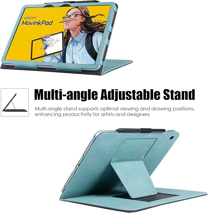 Case for Wacom MovinkPad 11 TabletDark Blue | Multiple-Angles Viewing StandPremium PU Leather Protective Cover with Pen Holder Loop