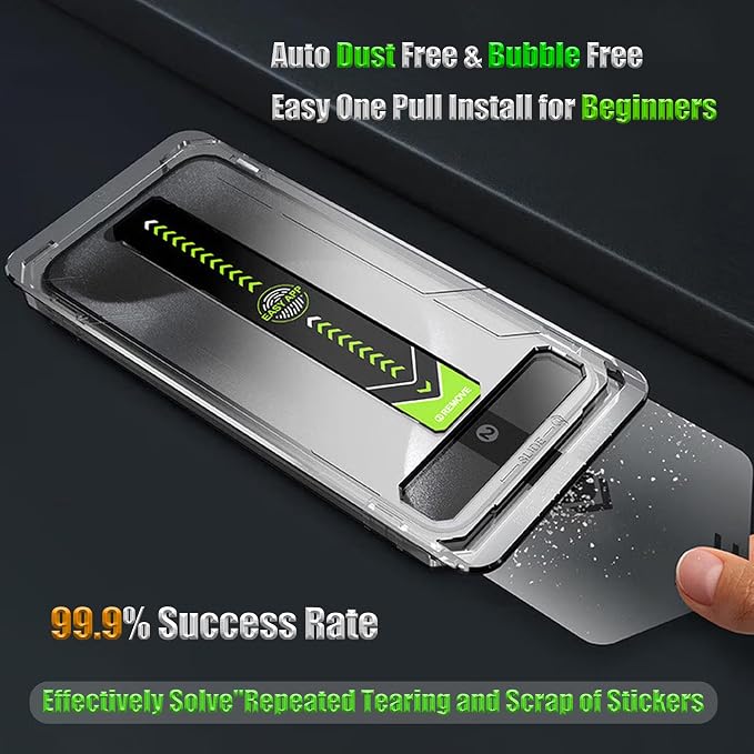 16 Pro Screen ProtectorAuto-Dust Removal Compartment With IPhone 16 Pro Screen Protector with Dust Free Chamber [Zero Bubble] 9H+Tempered Glass Films Shockproof (16 Pro)