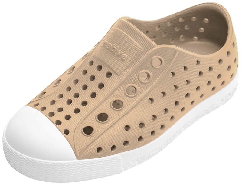 Native Shoes Unisex-Kids Jefferson Sneakers, Flax Tan/Shell White, 8 Toddler