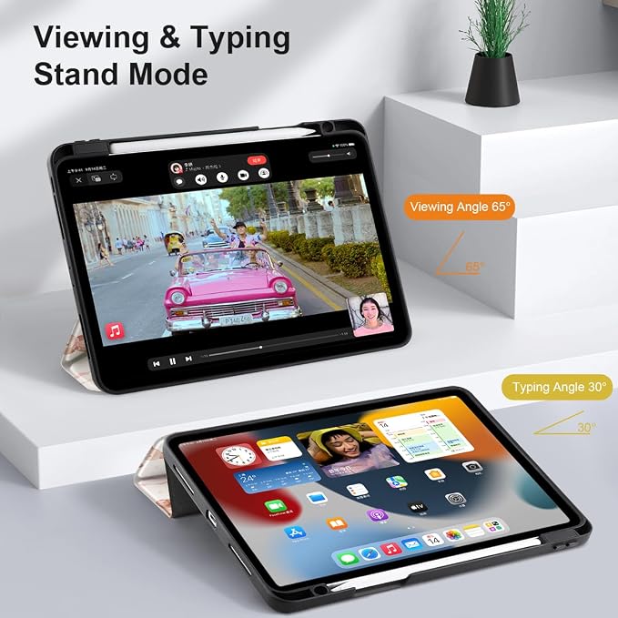 Case for iPad Pro 12.9 inch 6th Generation 2022 Built-in Pencil Holder + Trifold Stand + Auto Wake/Sleep + Protective Cover for iPad Pro 12.9 5th/4th/3rd Gen- Bear
