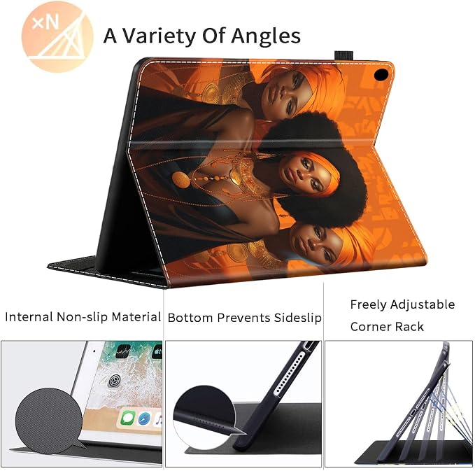 Case Fits All-New Amazon Kindle Fire HD 10 &amp 10 Plus Tablet (13th/11th Generation 2023/2021 Release) 10.1 Durable Shockproof Protective Cover with Auto Wake/Sleep，Black Woman Queen Afro Design