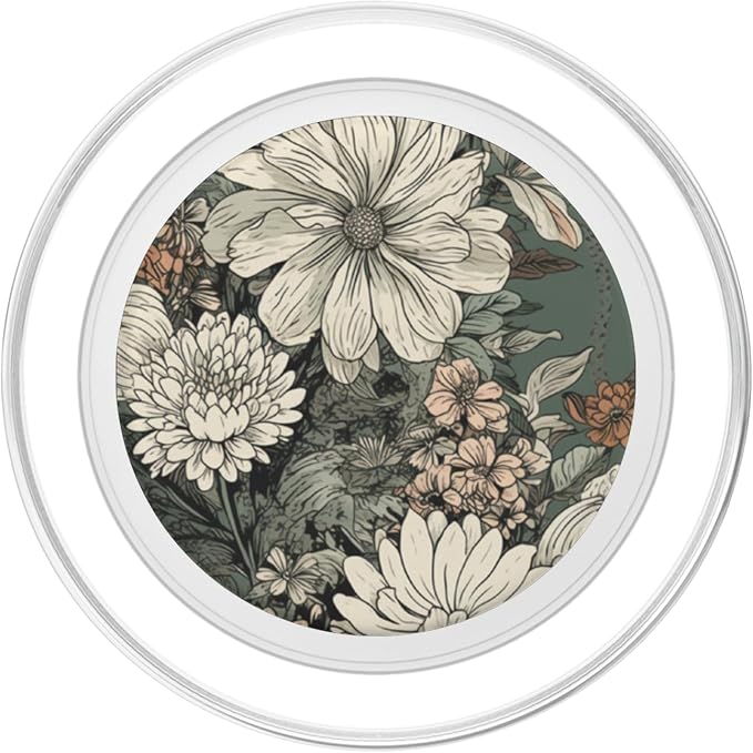 Flower Bouquet Floral Pattern Sage Green with Wildflowers PopSockets Adhesive PopGrip
