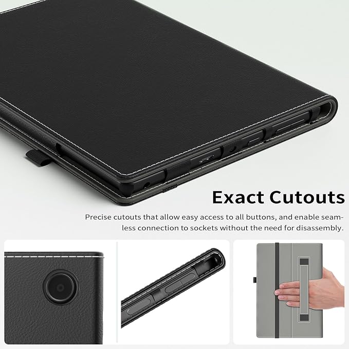 Case for Amazon Kindle Fire HD 10 Tablet (13th/11th Generation 2023/2021 Release) &amp Fire HD 10 Plus Tablet - Slim Folding Stand Folio Cover with Auto Wake/Sleep and Hand Strap Black