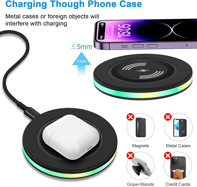 Pixel Wireless Charger Fast Charging for Google Pixel 10a/10/10 Pro/10 Pro XL/9a/9/9 Pro/9 Pro XL/9 Pro Fold/8a/8/8 Pro/7a/7/7 Pro/6/6 Pro/5/4XL/3XL 15W Android Phone Charging Station with QC Adapter