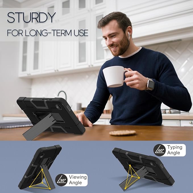 case for Galaxy Tab A9 8.7 2023 Case Hard PC Soft Silicone Kickstand Rugged Heavy Duty High Impact Protective Case for Samsung Galaxy Tab A9 8.7 Inch 2023 SM-X110 SM-X115 Black