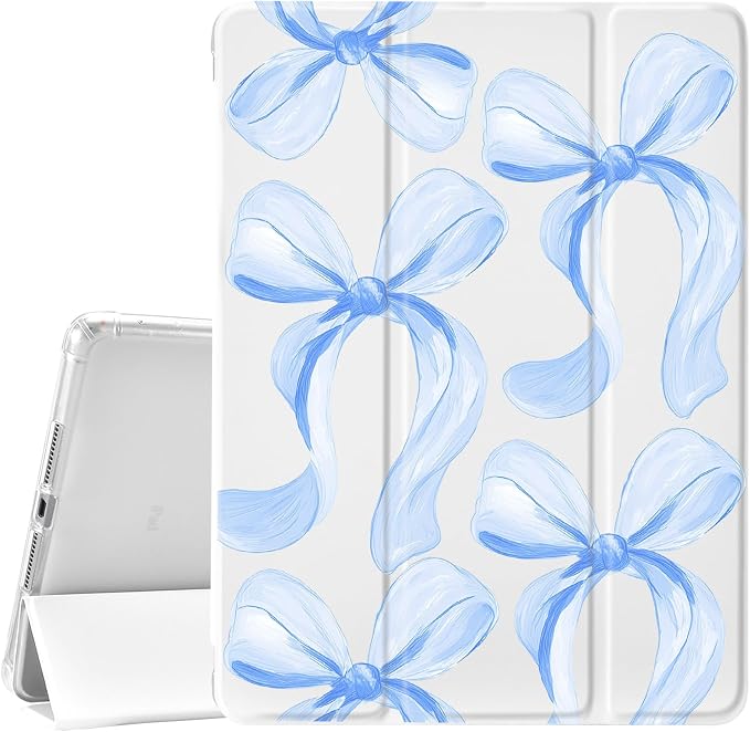 JOYLAND Pink Bow Compatible with iPad 6th/5th Generation (2018 2017 Model 9.7 Inch)iPad Air 2/Air 1 (9.7 Inch) with Pencil Holder-Trifold Stand Protective Cover with Soft TPU BackBlack