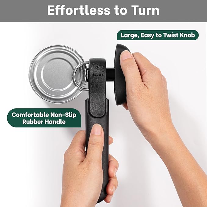 Beneno Side Cut Manual Can Opener, Smooth Cut with No Sharp Edges, Black