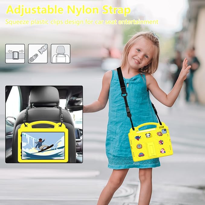 YRH Kids Case for iPad A18 (2026) Gen 12 / for iPad A16 (2025) with Strap Handle Stand EVA Shockproof Cover for iPad 12th Generation 11'' Blue