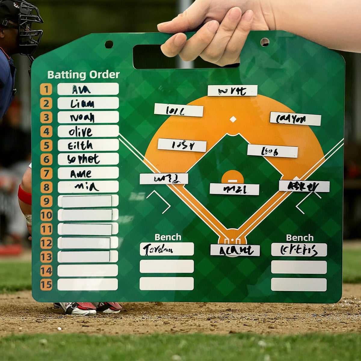 QCBF Magnetic Baseball Lineup Board, Baseball Lineup Cards Baseball Lineup Board for Dugout Baseball Accessories 30 Sheets Lineup Cards Baseball Clipboard