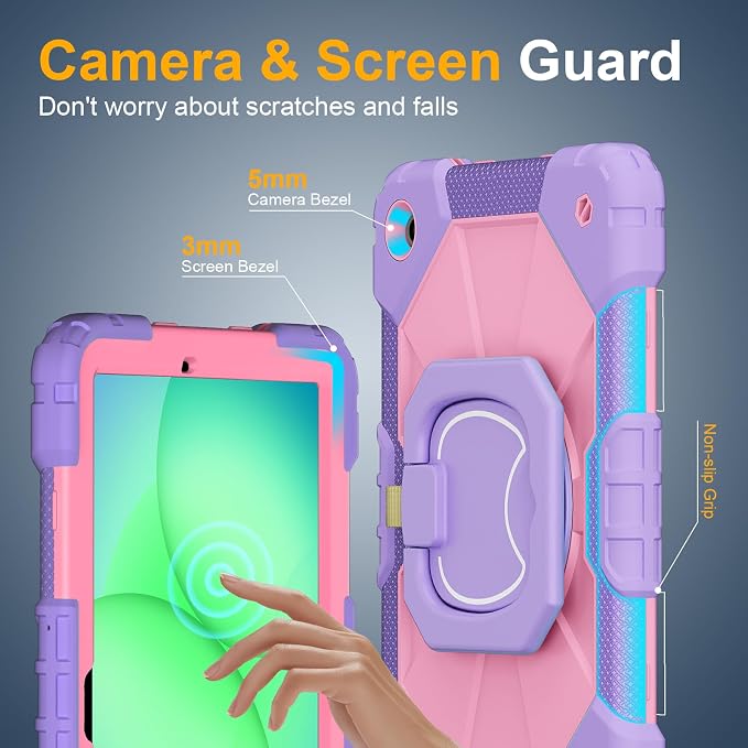 Case for Samsung Galaxy Tab A9 Plus 11 Inch 2023 Ubearkk Rugged Case for Samsung Galaxy A9+ Tablet SM-X210/X216/X218 with Screen Protector 360 Rotating Stand Shoulder Strap Pen Holder Black