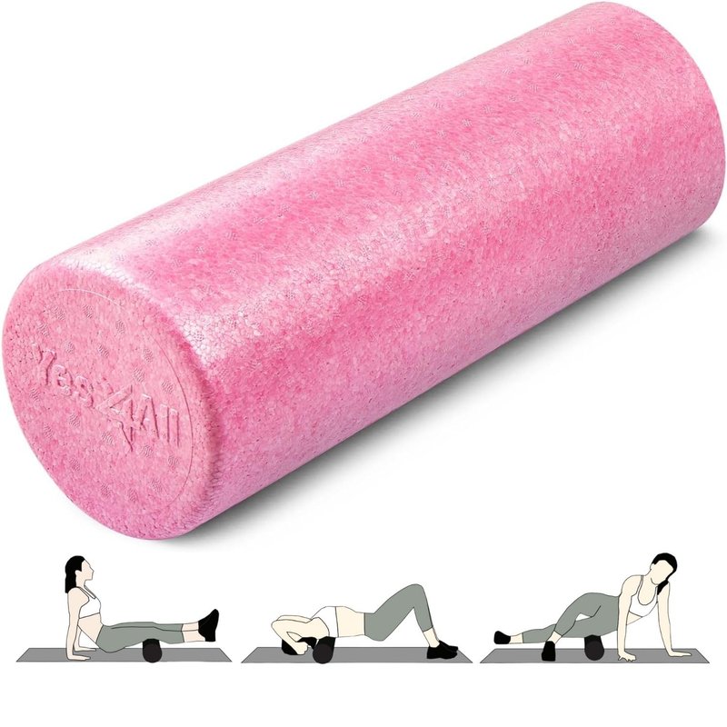 Yes4All High-Density EPP Round Back Roller Foam, Exercise Foam Roller for Yoga, & Pilates, Multiple Sizes and Colours, Fuschia Rose - 12 inches