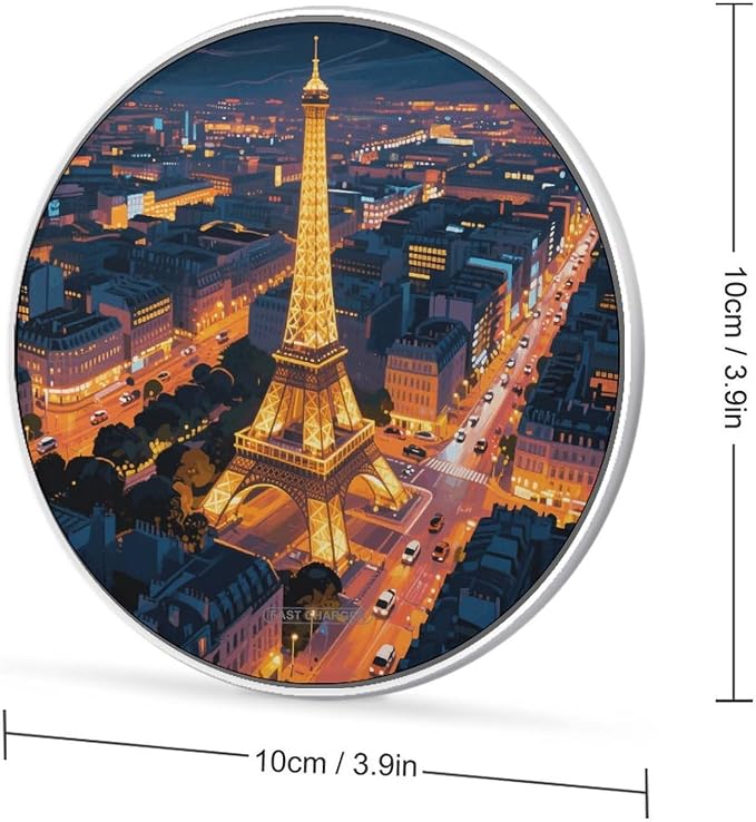 Eiffel Tower Wireless Charger with USB CableAluminum Alloy Frame 10W Max Compatible Fast Wireless Charging Pad- 3.2ft Cable Included for Travel Home Office Desk