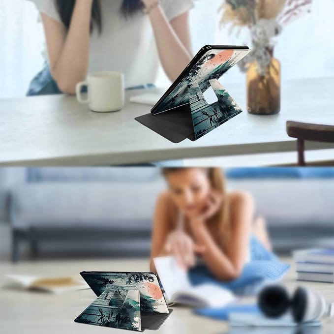 for Samsung Galaxy Tab A7 Lite Case 8.7 inch 360 Degree Rotating Stand Protective Smart Cover Case for Samsung Galaxy Tab A7 Lite 2021 - American Flag &amp Fish