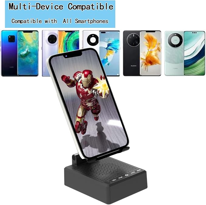 Birthday Gifts for Mother Father Cell Phone Stand with Wireless Bluetooth Speaker and Antislip Base HD Surround Sound for Home and Outdoors with Bluetooth Speaker for Desk Compatible with iPhone