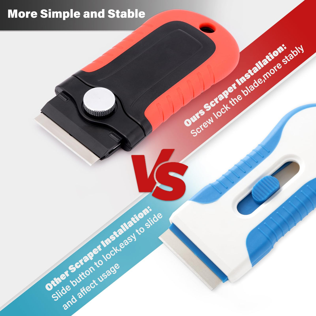 Gomake Razor Blade Scraper Tool with Blade Storage Container, Glass Cooktop Stove Scraper with 10PCS Stainless Steel Blades for Glass Clean,Paint,Old Label,Decal Sticker,Adhesive Remover