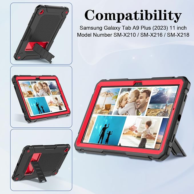 BMOUO Case for Samsung Galaxy Tab A11+ Plus/A9+ Plus 11 Inch 2026/2024 Heavy Duty Shockproof Rugged High Impact Protective Galaxy Tab A11 Plus/A9 Plus Case Black
