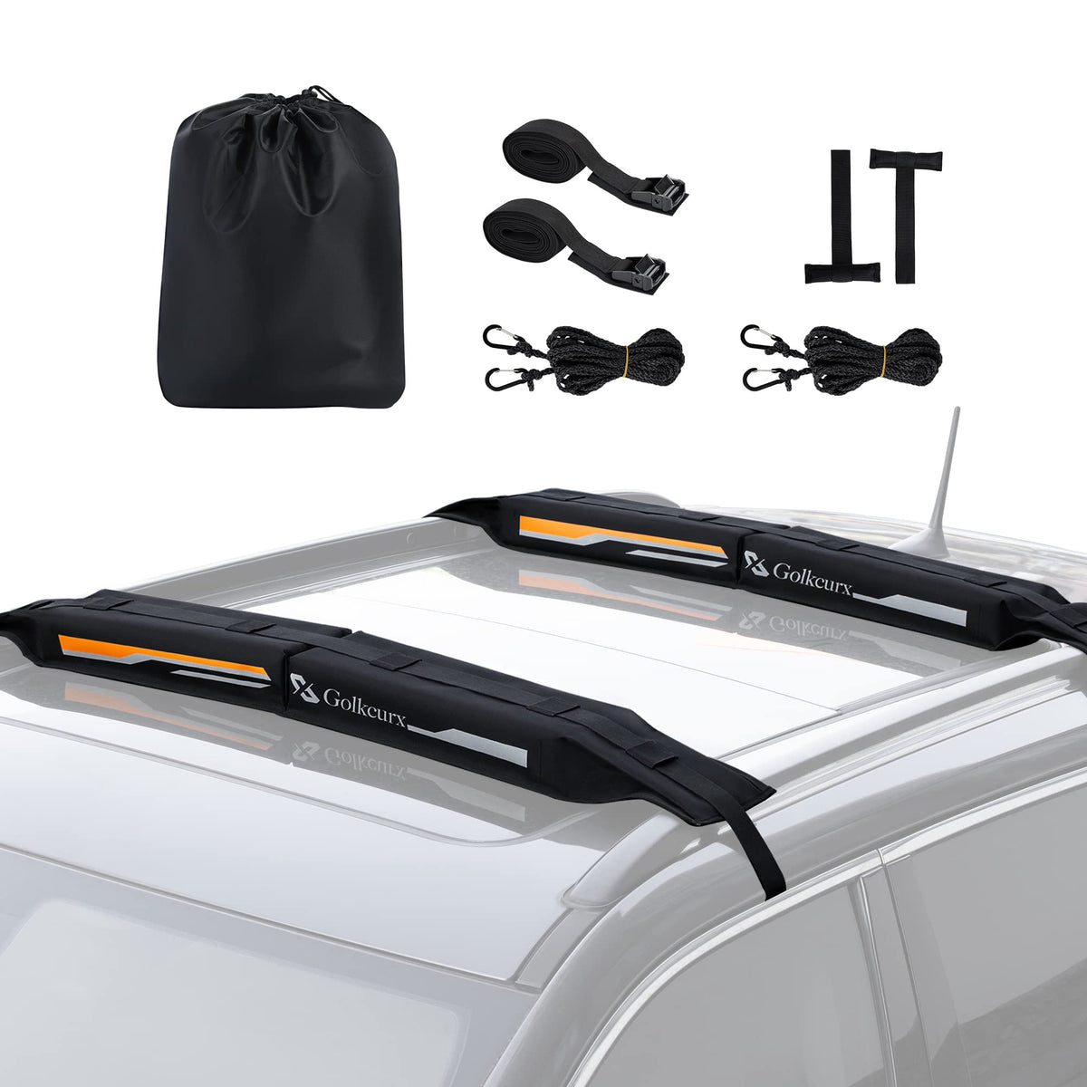 Golkcurx Universal Soft Roof Rack Pads for Kayak（Black）