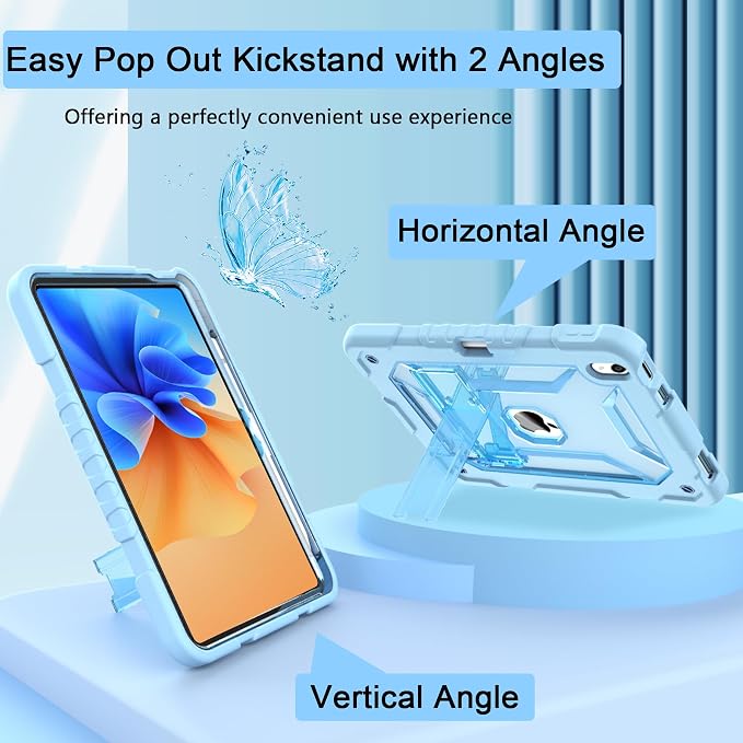 TIMISM Case for iPad 10th Generation 2022 iPad (A16) 11 Inch 2025 with Pencil Holder &amp Kickstand Translucent Hard PC Back Cover Heavy Duty Shockproof Protective Case for iPad 11/10 Clear Blue
