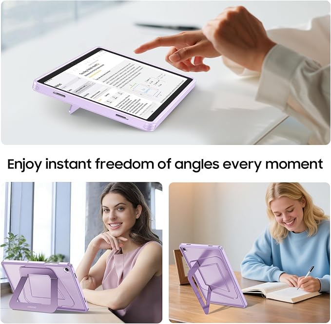 Fintie Multi-Angle Kickstand Case for Samsung Tab A11+/A9+ 11 in Black | Dual-Axis Aluminum Stand PC &amp TPU Protection Slim Frosted Hard Cover with Anti-Scratch Surface Stable Viewing Angles