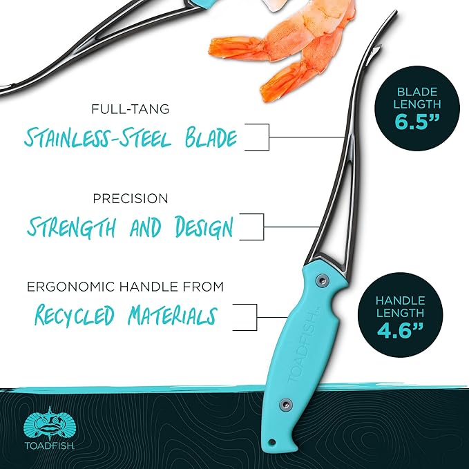 Toadfish Shrimp Deveining Tool, Peeler and Cleaner, Stainless Steel