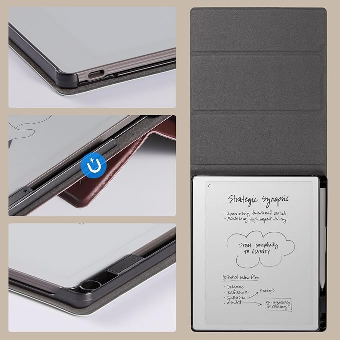 CoBak Case Compatible with Remarkable 2 Paper Tablet Black | Built-in Pen Holder Multi-Angle Foldable Stand Custom Fit for 2020 Released reMarkable 2